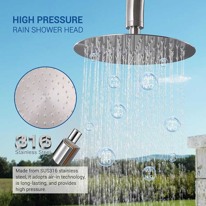 Freestanding Outdoor Shower Kit, 316 Marine Grade Stainless Steel Outside - Image 3