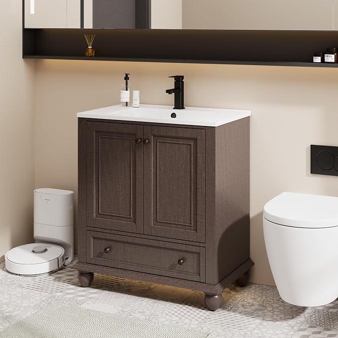 eclife 30" Bathroom Vanity Sink Combo Vintage Style - Image 3