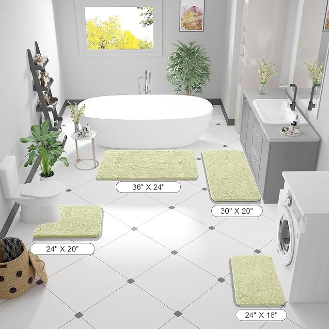 OLANLY Bathroom Rugs 36x24, Extra Soft Absorbent Chenille Bath Rugs, Rubber - Image 2