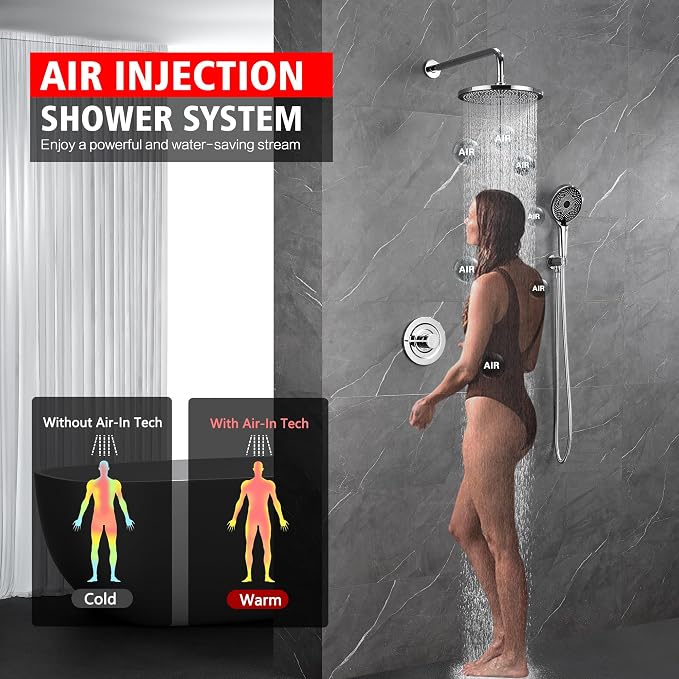 sumerain Shower System Concealed Shower Faucet Set, Rainfall Shower Faucet - Image 2