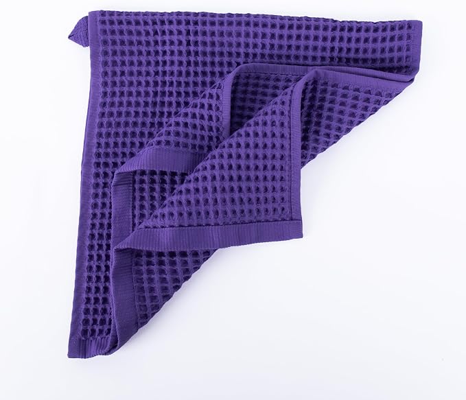 PÜSKÜL Organic Waffle Kitchen Towel 100% Turkish Cotton Set of 3 Lilac - Image 3