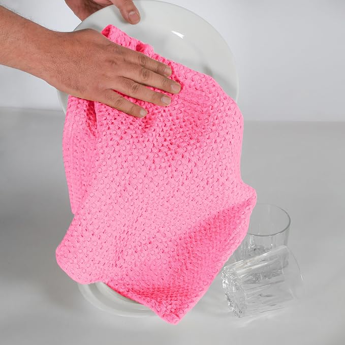 Native Fab 100% Cotton Premium Waffle Kitchen Towels, 4 Pack, Super Absorbent - Image 2