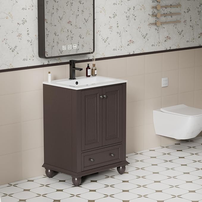 eclife 24" Bathroom Vanity Sink Combo Vintage Style - Image 3