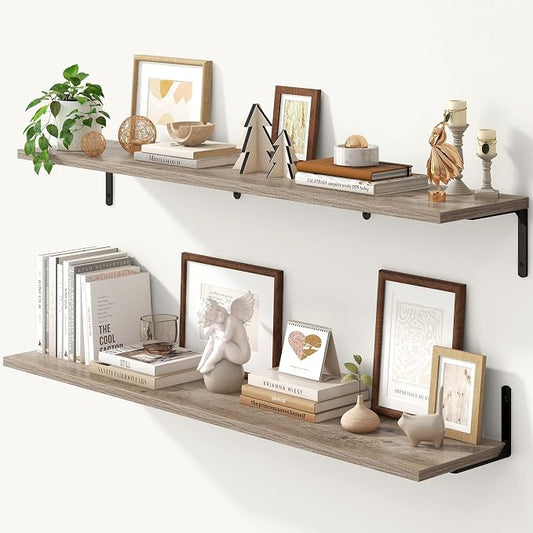 Fun Memories Deep Floating Shelves, 48W x 8D Floating Shelves Set of 2 by FunMemories