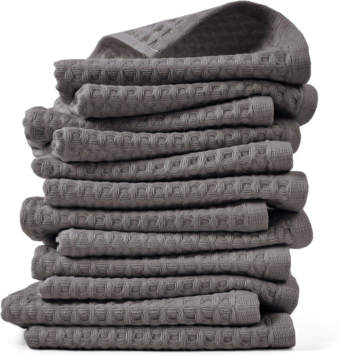 Cleanbear Classic Waffle Washcloths, 100% Cotton Face Towels, Absorbent and by Cleanbear