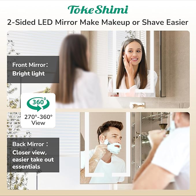 TokeShimi 36x24 Lighted Medicine Cabinet Mirror - Image 4