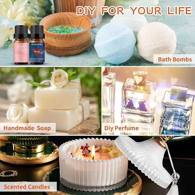 BURIBURI Rose Oil and Peony Essential Oil Set 2 Pack, 100% Pure Diffuser Rose - Image 7