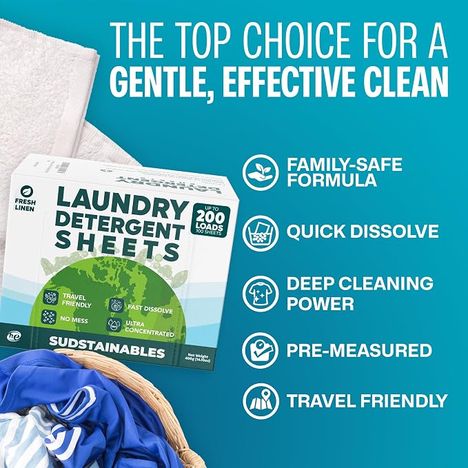 Sudstainables Laundry Detergent Sheets 200 Loads – Dissolvable Laundry Sheet - Image 2