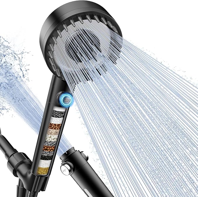 Filtered Shower Head with Handheld, High Pressure 4 Spray Mode Showerhead with by Sipaote