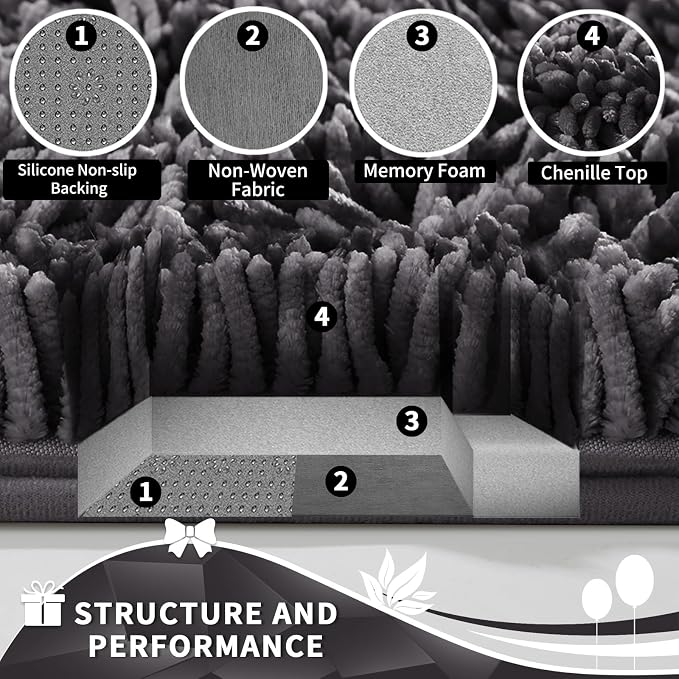 Yimobra Toilet Rugs U Shaped Washable, Extra Thick Soft Absorbent Chenille - Image 6