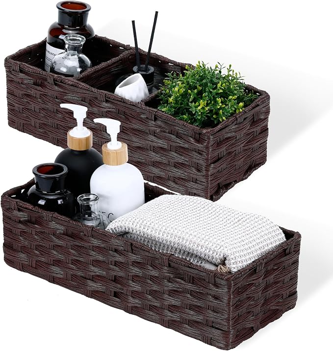 DULLEMELO Toilet Paper Basket for Organizing, Plastic Wicker Bathroom Baskets by DULLEMELO