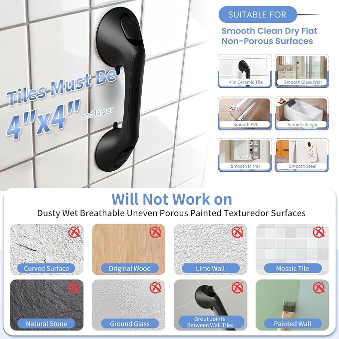 2 Pack 12 Inch Grab Bars for Bathtubs and Showers for Seniors, Heavy Duty - Image 3