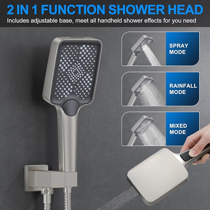 Bathtub Shower Faucet Set with Pressure Balance Valve, Brushed Nickel - Image 4