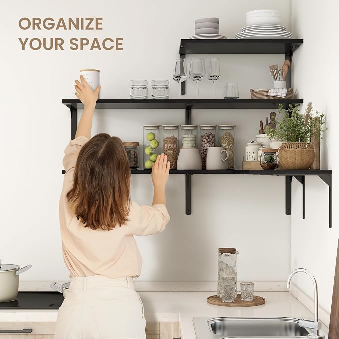 Fun Memories Floating Shelves for Wall, 12 Inch Deep Floating Shelves Set of 2 - Image 7