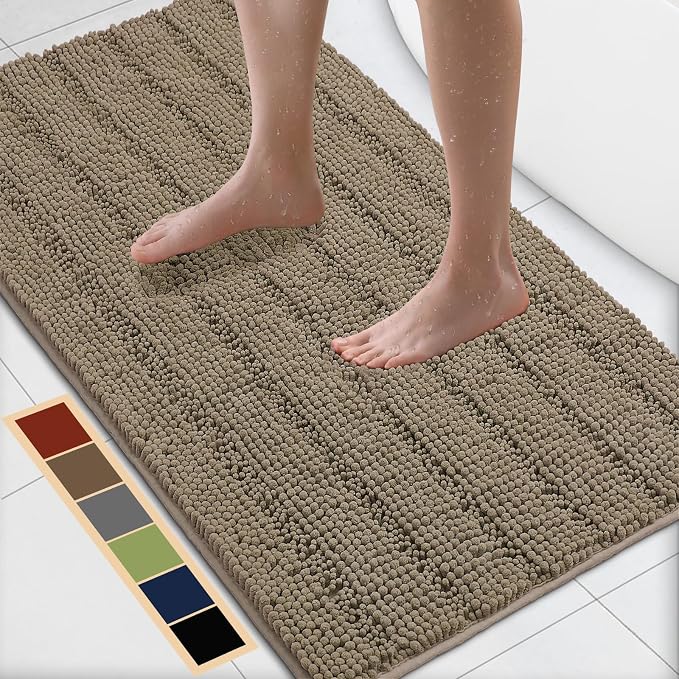 Bcoimo 44"×24" Chenille Bath Mat – Non-Slip by Bcoimo
