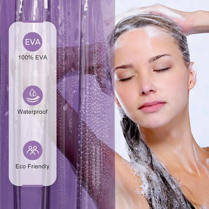 AmazerBath Purple Shower Curtain Liner Luxury, EVA Soft Clear Heavy Duty Shower - Image 5