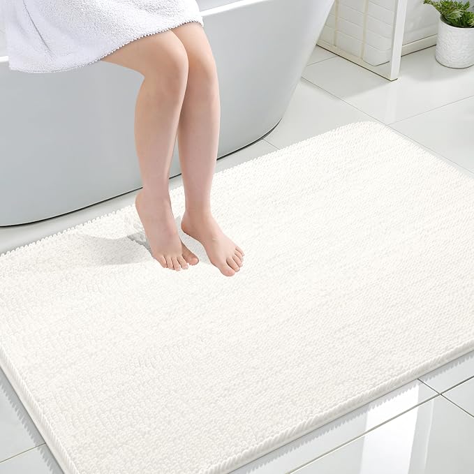 OLANLY Bathroom Rugs 47x32, Extra Soft Absorbent Chenille Bath Rugs, Rubber by OLANLY