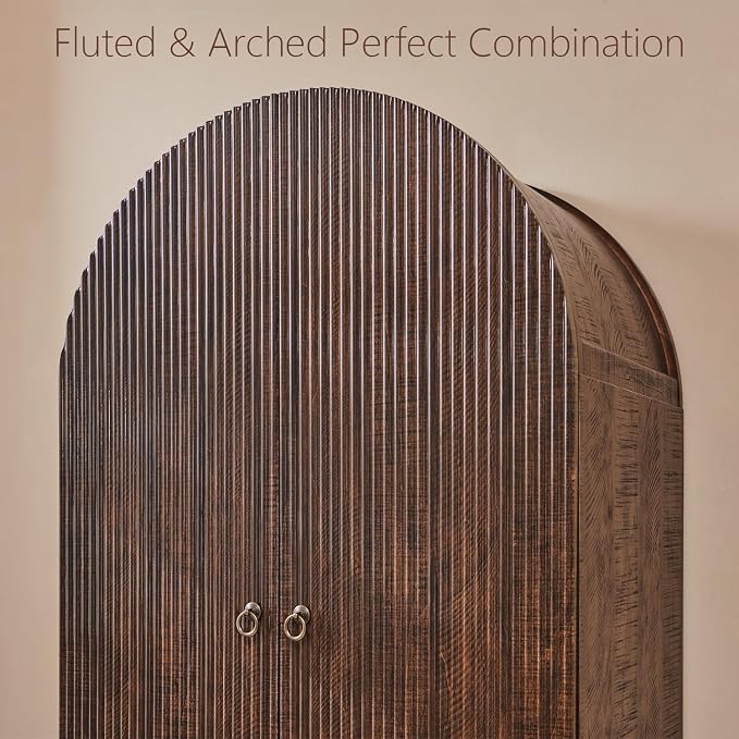 71" Tall Arched Pantry Cabinet, Fluted Kitchen Storage Cabinet - Image 3