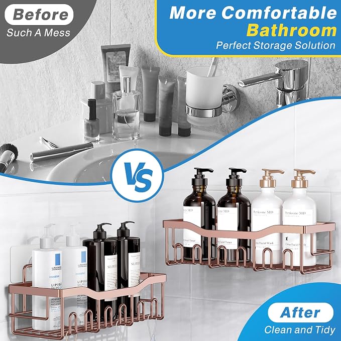 EUDELE Shower Caddy 2 Pack, Adhesive Shower Organizer - Image 2