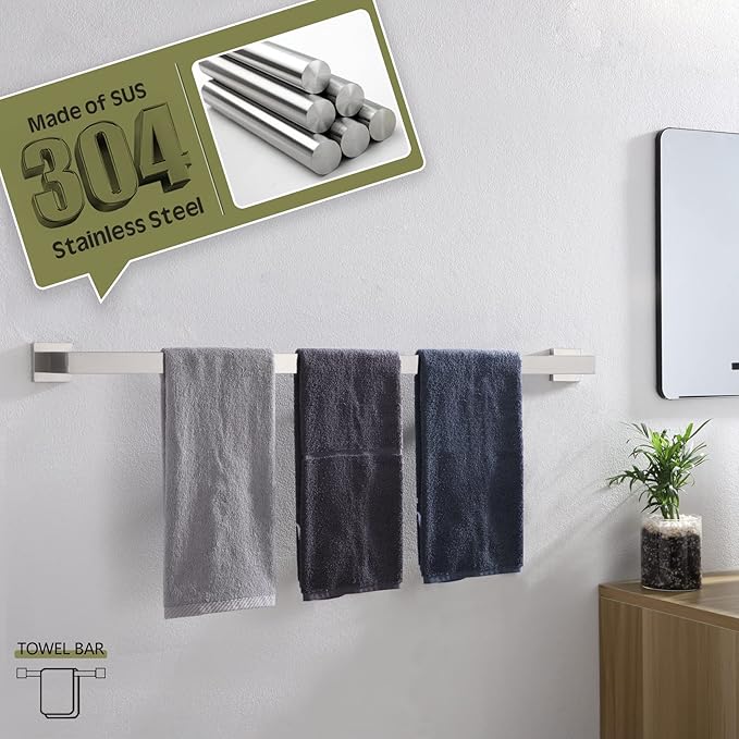 KOKOSIRI 36-Inch Single Towel Bar, Bathroom Kitchen Towel Holder, Wall Mounted - Image 4