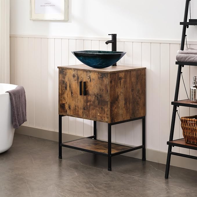 UEV 24" Antique Bathroom Vanity, Dark Brown Bathroom Vanity Set - Image 5