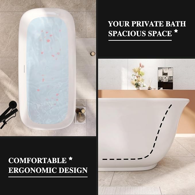 67" Acrylic Freestanding Bathtub, Soaking Tub - Image 3