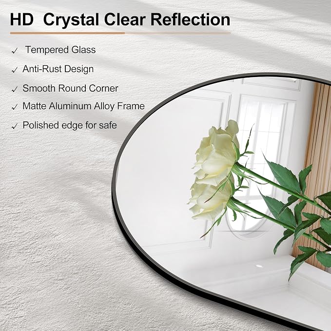 Arched Bathroom Mirror, Wall Mounted Mirror, Vanity Wall Mirror Metal Frame - Image 4