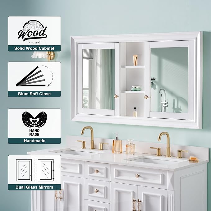 WELLFOR 55"x 32" Bathroom Medicine Cabinet - Image 5