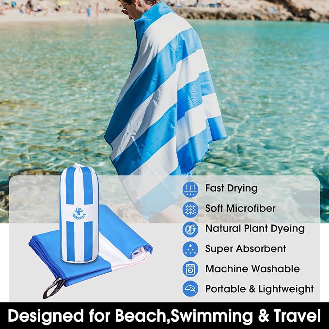 4Monster Microfiber Beach Towel Quick Dry, Super Absorbent Lightweight Travel - Image 2