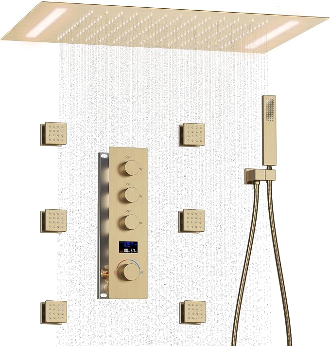 Shower System Brushed Gold Shower Faucet Set by KATAIS