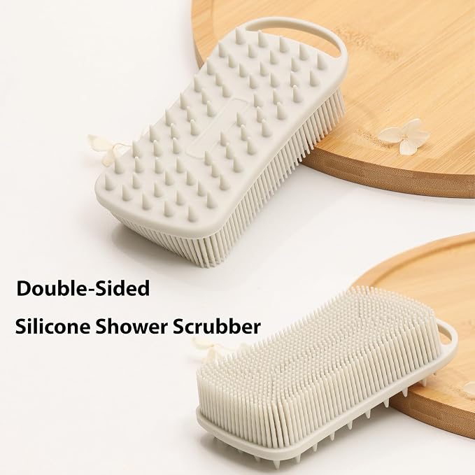 2 PC Silicone Body Scrubber, 2 in 1 Exfoliating Shower Bath Scrubber, Soft - Image 3