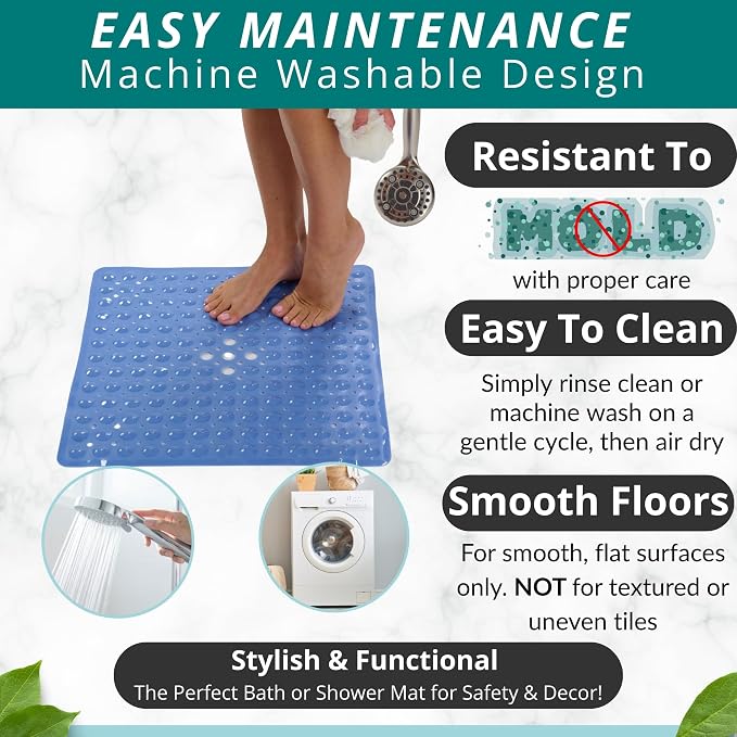 ENKOSI Square Shower Mat – 21 x 21 Inch Non-Slip Bathroom Shower Stall Mat - Image 4