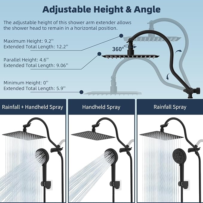Hibbent All Metal High Pressure Rainfall 10'' Shower Head, CUPC Certified - Image 6