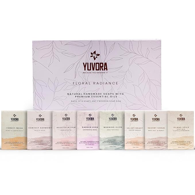 8 Pcs Women Natural Handmade Body Soaps 5 OZ Pack Floral Radiance Long lasting by Yuvora