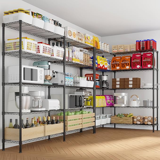 5 Tier Storage Racks Shelving, Heavy Steel Pantry Shelves, Adjustable Wire - Image 6