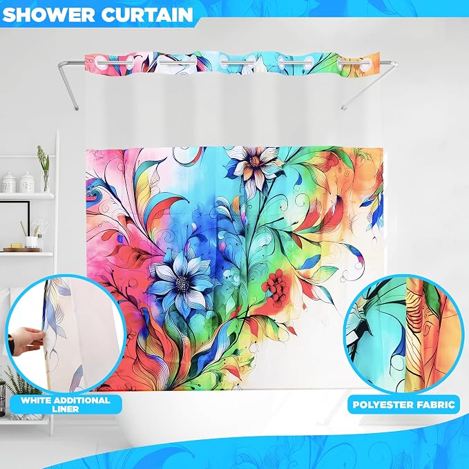 Hookless Boho Floral Shower Curtain - Image 2