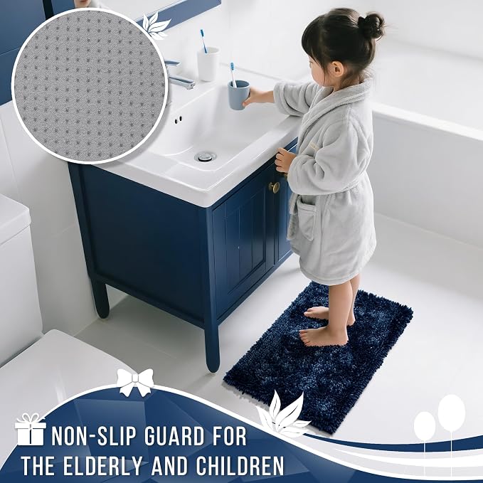 Yimobra Chenille Bathroom Rugs Non Slip, Extra Thick Soft Absorbent Bath Rug - Image 6
