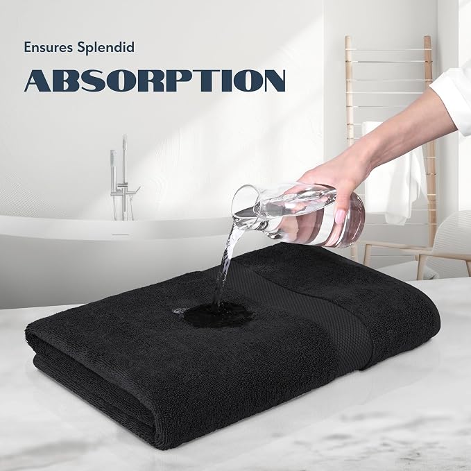 White Classic Luxury Soft Black Bath Sheet Towels - Image 5