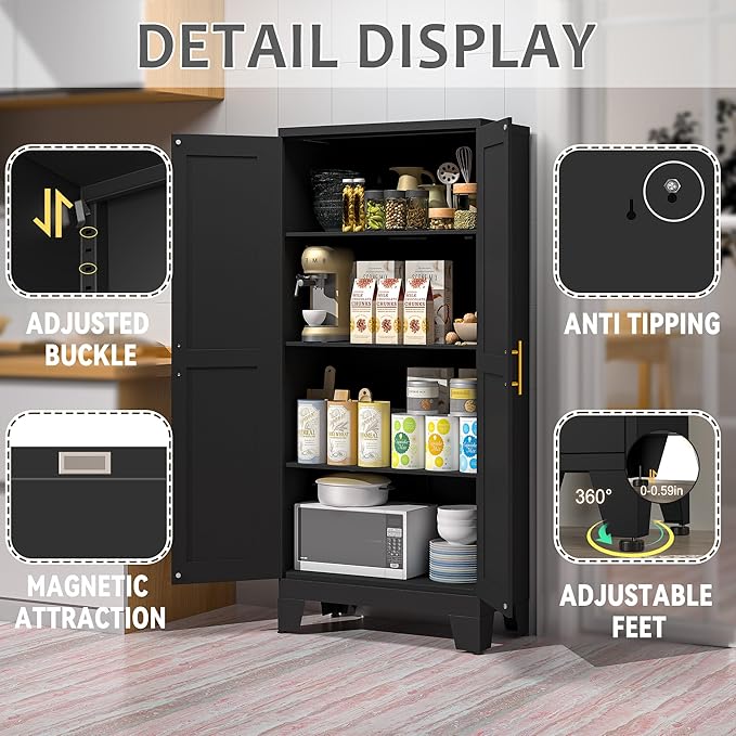 61.02" Kitchen Pantry Cabinet, Pantry Storage Cabinet - Image 3