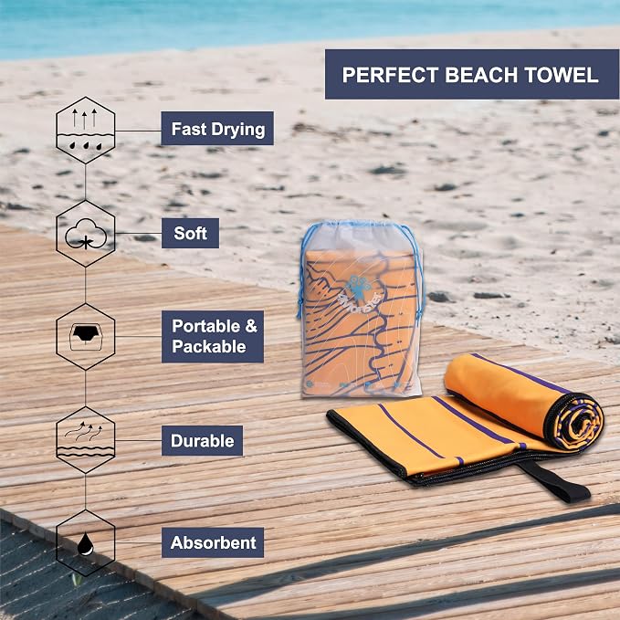 4Monster Microfiber Beach Towel Quick Dry, Super Absorbent Lightweight Travel - Image 2