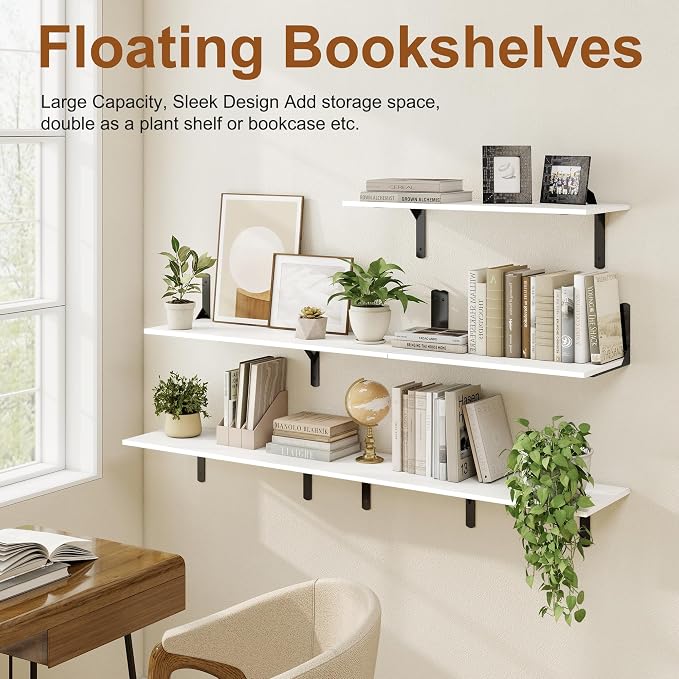 36 Inch White Floating Shelves Wall Mounted, 12 Inch Deep Wall Shelves - Image 6