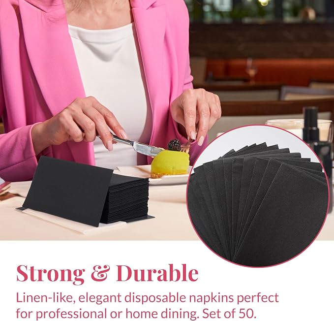 Prestee Black Dinner Napkins Disposable - Image 6
