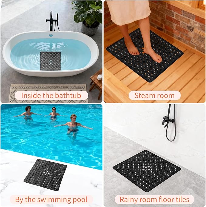 Anti-Slip Bathtub Shower mat, 20.8×20.8（Approximately 53×53cm） inch Soft - Image 6