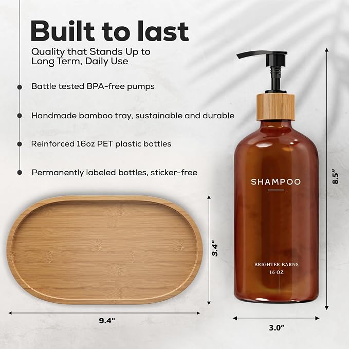 Amber Shampoo and Conditioner Dispenser Set by Brighter Barns - Image 3