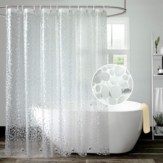 AooHome Pebble Pattern Shower Curtain Liner, Plastic EVA Shower Curtain by AooHome