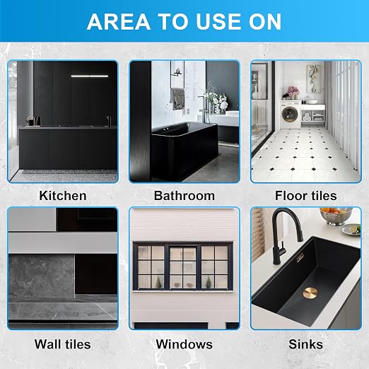 8Oz Black Waterproof Caulk & Seal Silicone Sealant, Wadities Tile Grout Repair - Image 4