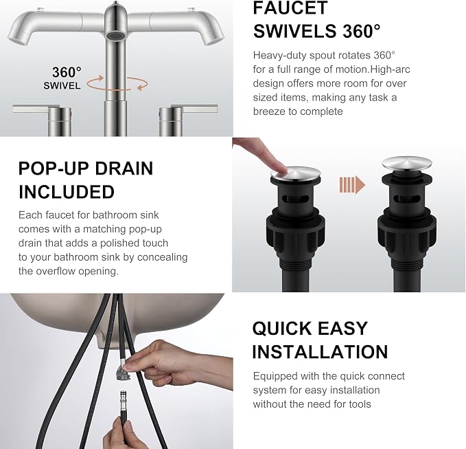 KENES Widespread Bathroom Faucet - Image 7