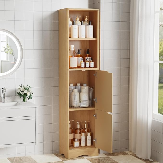 67" Tall Bathroom Organizer and Storage, Narrow Storage Cabinet - Image 7