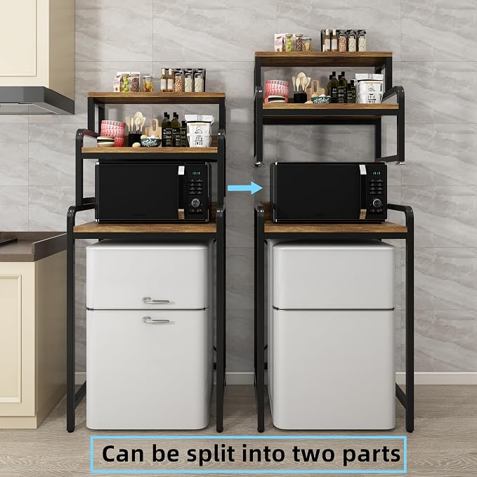 4-Tier Kitchen Bread Rack, Mini Fridge Stand Shelf, Double-Purpose Rack - Image 3