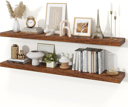 Floating Shelves for Wall, 9.3" Deep Wall Mounted Wood Shelves for Bathroom by Unknown